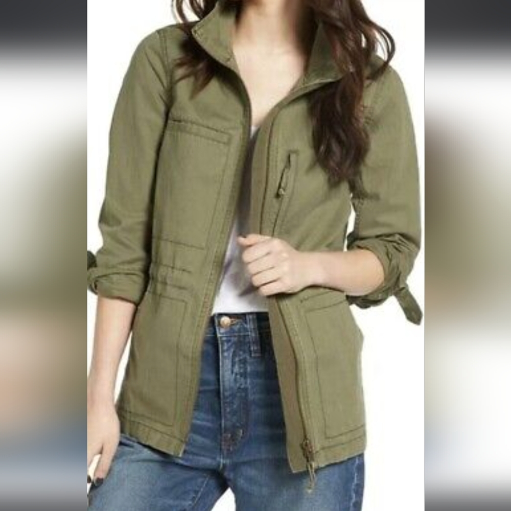 Madewell Fleet Utility Military Women's Jacket in Army Green Full Zip Sz XXS